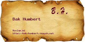 Bak Humbert névjegykártya
